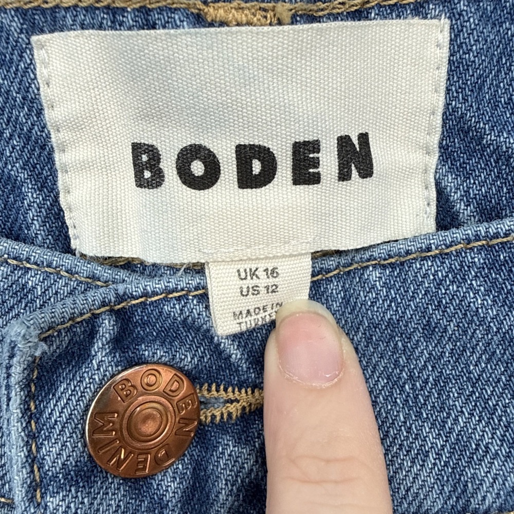 Boden Straight Denim Midi Denim Skirt Boho Grunge Western Cottagecore Chic Sz 12 - Picture 5 of 8